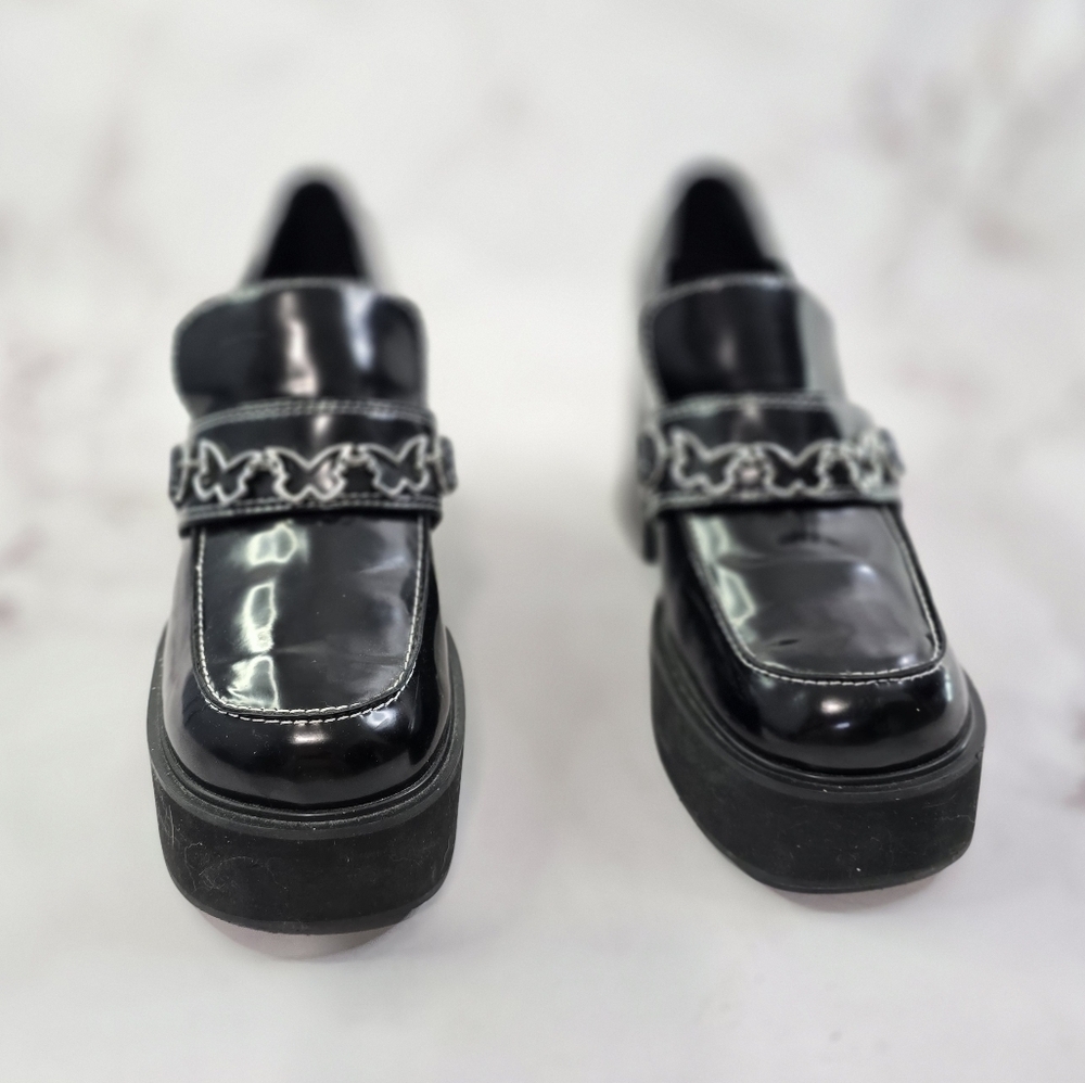 Delias Dolls Kill Loafer Women 10 Black Patent There She Platform Butterfly Shoe - Picture 2 of 11
